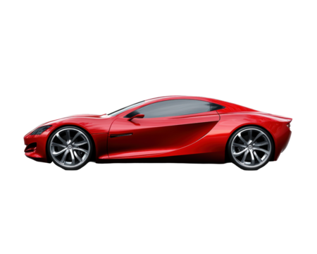 Isolated Red Sports Car Side View