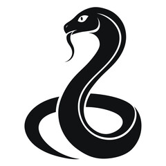 snake icon, snake vector silhouette, curved snake animal design illustration, black reptile graphic symbol, dangerous wild snake outline logo  
