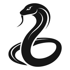 snake icon, snake vector silhouette, curved snake animal design illustration, black reptile graphic symbol, dangerous wild snake outline logo  
