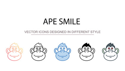 Ape Smile icon design with white background stock illustration