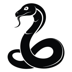 snake icon, snake vector silhouette, curved snake animal design illustration, black reptile graphic symbol, dangerous wild snake outline logo  
