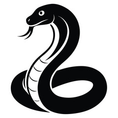 snake icon, snake vector silhouette, curved snake animal design illustration, black reptile graphic symbol, dangerous wild snake outline logo  
