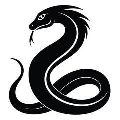 snake icon, snake vector silhouette, curved snake animal design illustration, black reptile graphic symbol, dangerous wild snake outline logo  
