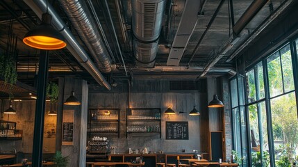 Industrial ceiling featuring ventilation ducts and lighting for optimal airflow efficiency
