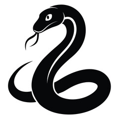 Naklejka premium snake icon, snake vector silhouette, curved snake animal design illustration, black reptile graphic symbol, dangerous wild snake outline logo 