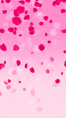 pink rose petals and shiny stars falling valentines day love ,cosmetic and beauty social media vertical background