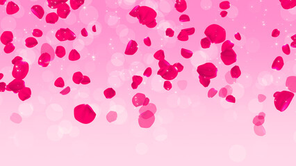 pink rose petals and shiny stars falling valentines day love ,cosmetic and beauty background