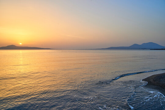 sunset over the sea in Greece