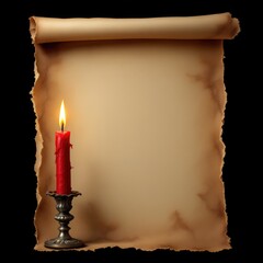 Antique, aged parchment paper with slightly torn edges, on a clean background. Space for text