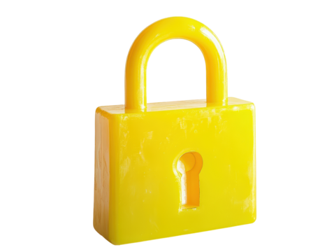 Isolated Yellow 3D Padlock