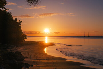 Sunset Caribbean beach Martinique