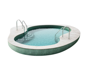 Isolated Outdoor Swimming Pool with Marble Border