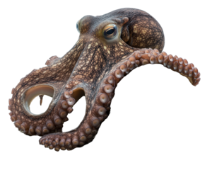 Isolated Detailed Octopus with Tentacles