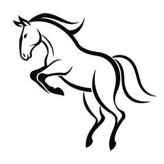horse jumping, silhouette stencil of horse running jump, equestrian vector illustration, black horse racing design, 
isolated wild horse graphic, jumping animal symbol  
