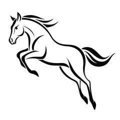 horse jumping, silhouette stencil of horse running jump, equestrian vector illustration, black horse racing design, 
isolated wild horse graphic, jumping animal symbol  
