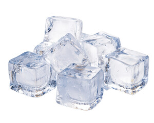 Obraz premium Isolated Group of Ice Cubes with Wet Texture