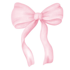 Watercolor pink coquette ribbon for invitation and textile asset
