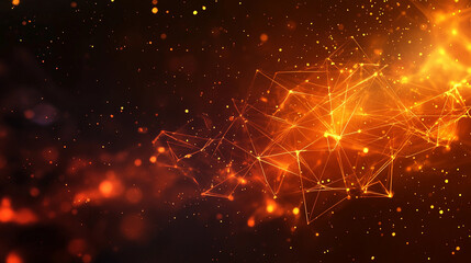 Dynamic neural network visualization with vibrant orange energy effects. Generative AI