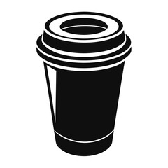 paper coffee cup with lid silhouette icon illustration, disposable coffee cup design, hot drink vector symbol, 
takeaway cup graphic, isolated container outline, morning cafes logo  
