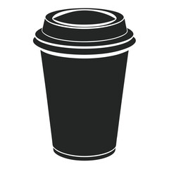 paper coffee cup with lid silhouette icon illustration, disposable coffee cup design, hot drink vector symbol, 
takeaway cup graphic, isolated container outline, morning cafes logo  

