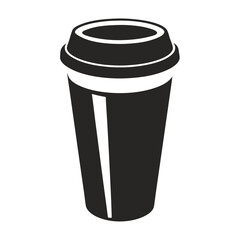 paper coffee cup with lid silhouette icon illustration, disposable coffee cup design, hot drink vector symbol, 
takeaway cup graphic, isolated container outline, morning cafes logo  
