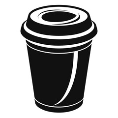 paper coffee cup with lid silhouette icon illustration, disposable coffee cup design, hot drink vector symbol, 
takeaway cup graphic, isolated container outline, morning cafes logo  
