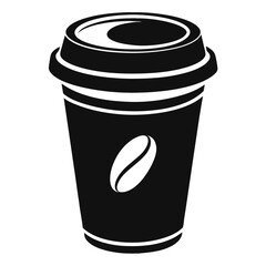 paper coffee cup with lid silhouette icon illustration, disposable coffee cup design, hot drink vector symbol, 
takeaway cup graphic, isolated container outline, morning cafes logo  
