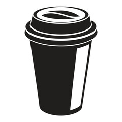 paper coffee cup with lid silhouette icon illustration, disposable coffee cup design, hot drink vector symbol, 
takeaway cup graphic, isolated container outline, morning cafes logo  
