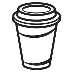 paper coffee cup with lid silhouette icon illustration, disposable coffee cup design, hot drink vector symbol, 
takeaway cup graphic, isolated container outline, morning cafes logo  
