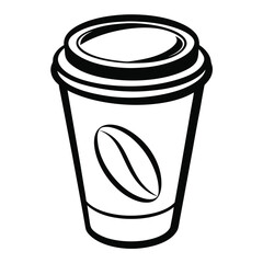 paper coffee cup with lid silhouette icon illustration, disposable coffee cup design, hot drink vector symbol, 
takeaway cup graphic, isolated container outline, morning cafes logo  
