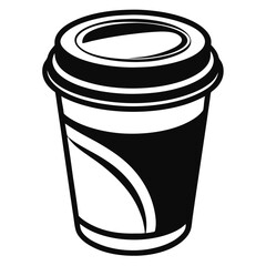 paper coffee cup with lid silhouette icon illustration, disposable coffee cup design, hot drink vector symbol, 
takeaway cup graphic, isolated container outline, morning cafes logo  
