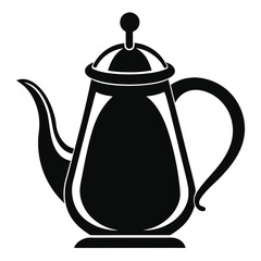 teapot vector silhouette icon, teapot illustration design, kitchen utensil graphic element, 
black and white kettle symbol, tea pot outline vector, household pottery art  