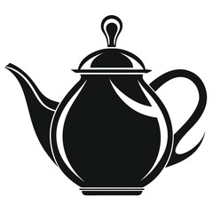 teapot vector silhouette icon, teapot illustration design, kitchen utensil graphic element, 
black and white kettle symbol, tea pot outline vector, household pottery art  