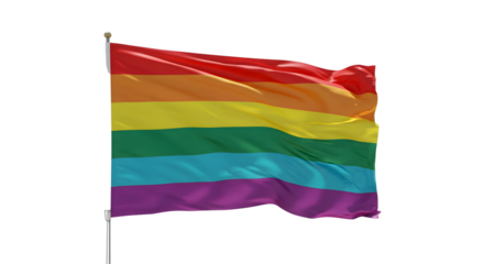 LGBT+ flag isolated on transparent background, rainbow color flag png