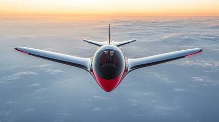 Futuristic Aircraft Soaring Above Cloud Cover