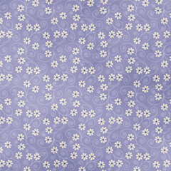 Light purple floral pattern with white daisies and swirling vines, perfect for soft feminine textiles, wallpaper, and delicate decorative designs.