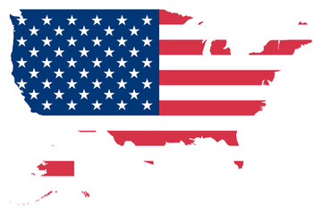 Maps of USA with United States of America Flag