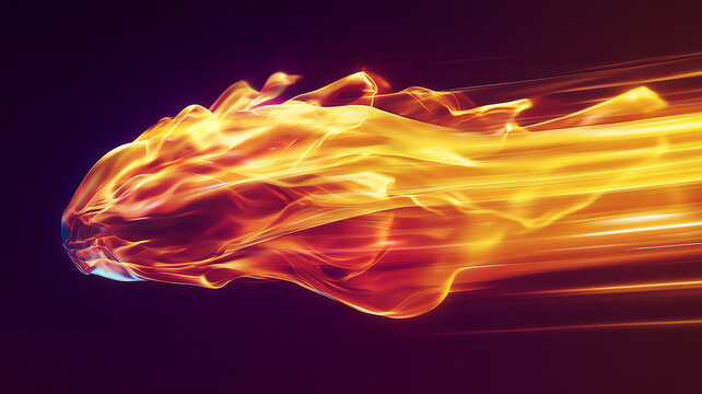 Speed fire flame bright smooth waves background. Motion blur expression swift bolid poster. Digital illustration. AI artwork.