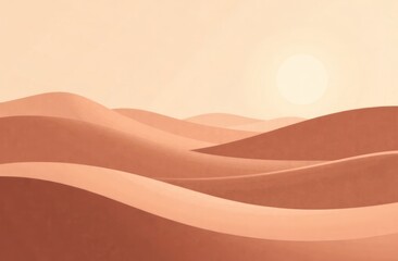 abstract sand dunes under bright sun with warm color palette. desert landscape, serenity and vastness. travel poster, nature concept