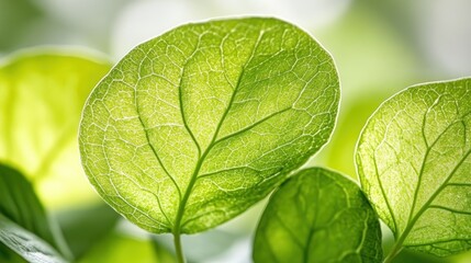 Obraz premium Bright green leaves backlit, close-up, garden, spring