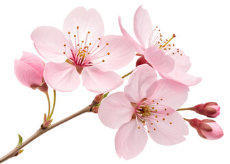 Fototapeta premium Beautiful pink cherry blossoms on a branch illuminated by soft natural light in a serene setting cherry, blossoms, pink, flowers, spring, nature, blossom, branch, petals, 