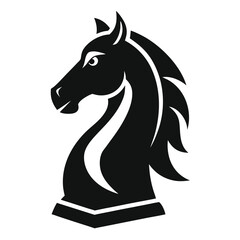 black chess knight horse warrior silhouette logo, chess knight silhouette vector  