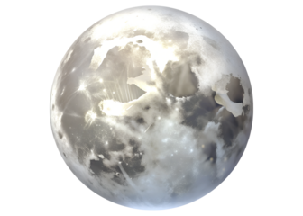 Celestial view of a full moon showcasing intricate craters and lunar surface details during a clear night sky