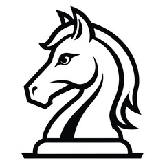 black chess knight horse warrior silhouette logo, chess knight silhouette vector  