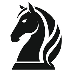 black chess knight horse warrior silhouette logo, chess knight silhouette vector  