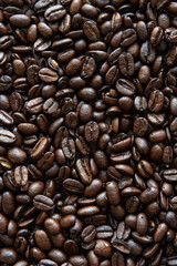 Top View of Roasted Coffee Beans, Textured background – Minimalist Design for Coffee, Food, or Beverage-Related Content and Creative Projects