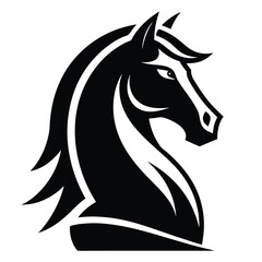 black chess knight horse warrior silhouette logo, chess knight silhouette vector  
