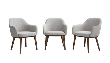 Obraz premium Modern Beige Fabric Armchairs Set Wooden Legs Home Decor Interior Design