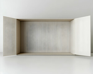 Empty open cardboard box on white background, ready for product placement, ideal for packaging design