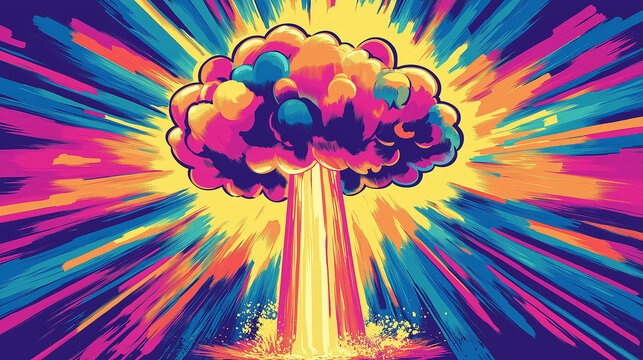 Pop art explosion bomb effect. Colorful background in pop art retro comic style.